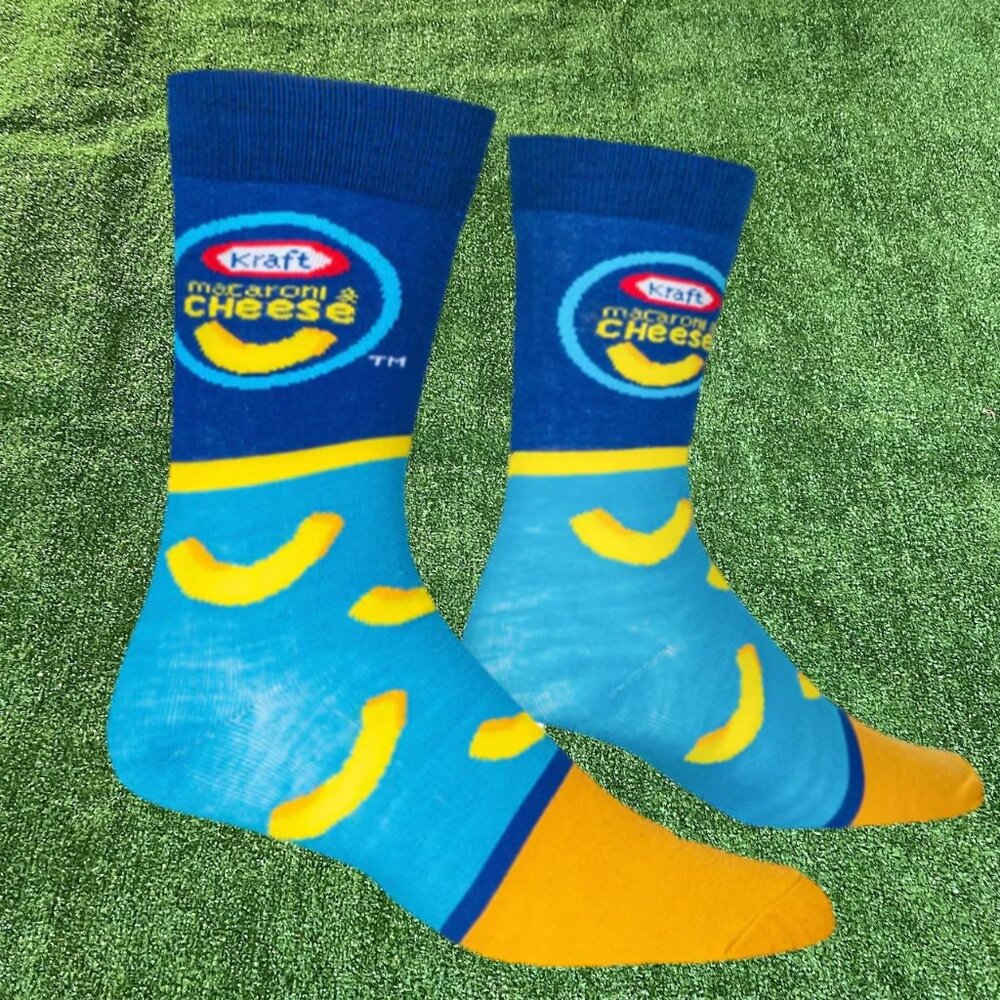 ODD Sox Kraft Macaroni & Cheese Novelty Print Funny Crew Socks Size 6-12 NEW